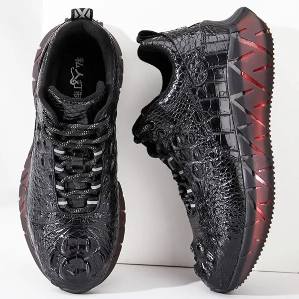 Мужские крокодиловые туфли, черные повседневные Мокасины из крокодиловой кожи в стиле панк, спортивная обувь для вождения, 100%