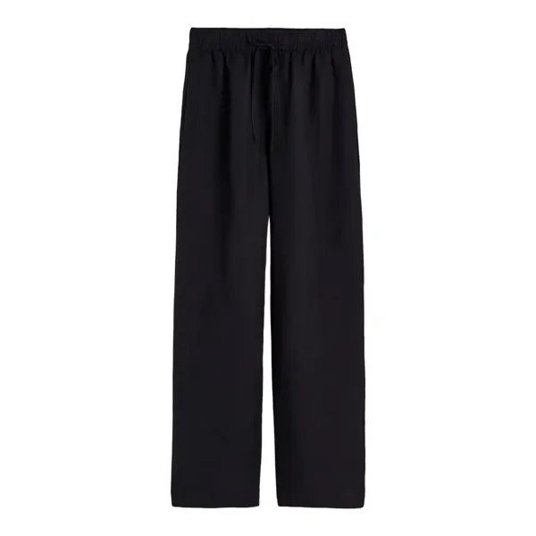 Брюки H&M Linen-blend Pull-on, черный