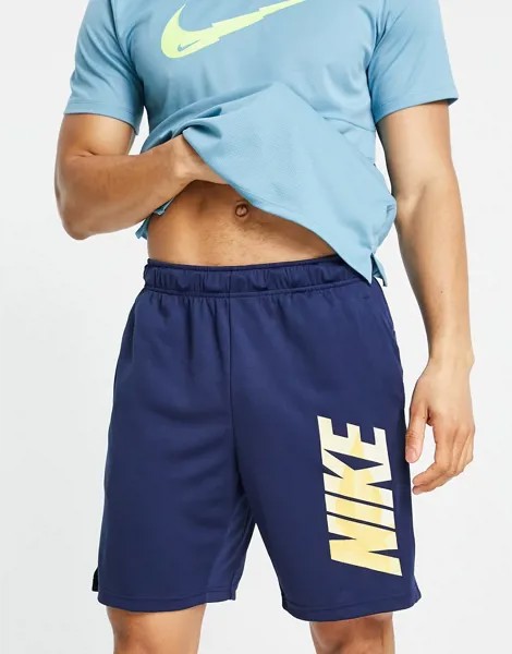 Темно-синие шорты Nike Yoga Dri-FIT-Темно-синий