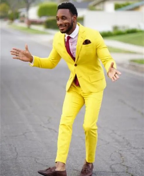 Мужской облегающий костюм, желтого цвета, Блейзер, пиджак, смокинги, свадебные костюмы для жениха, для выпускного вечера, лето