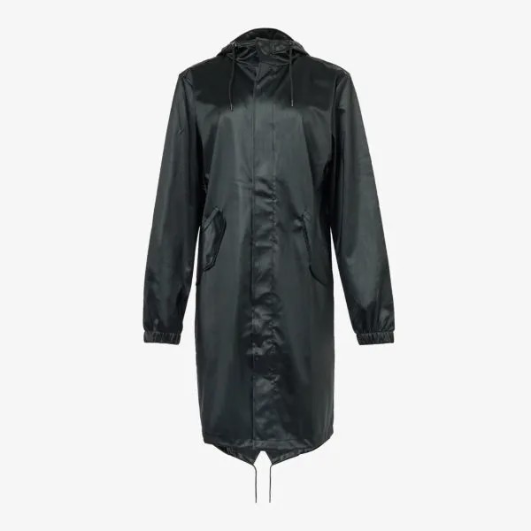 Пальто-ракушка с капюшоном и кулиской «рыбий хвост» Rains, черный