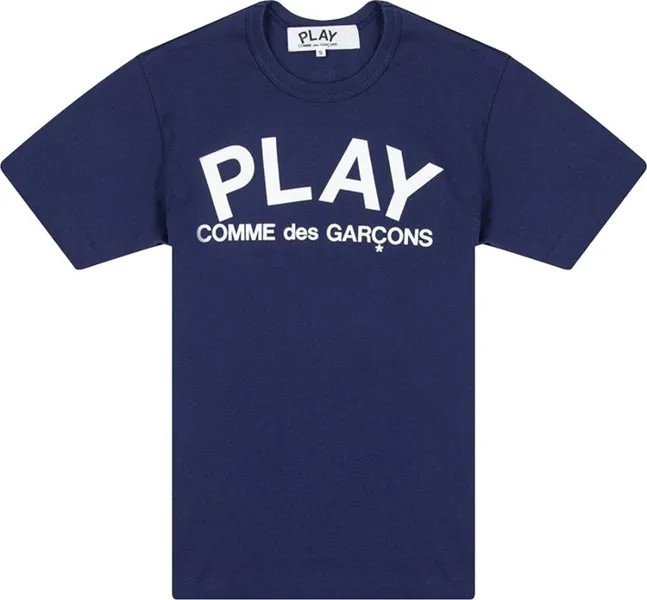 Футболка Comme des Garçons PLAY Text T-Shirt 'Navy', синий