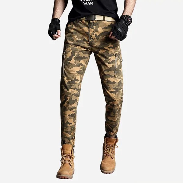 Новые модные дизайнерские мужские джинсы с несколькими карманами повседневные брюки-карго для мужчин Уличная военные камуфляжные Джоггер...