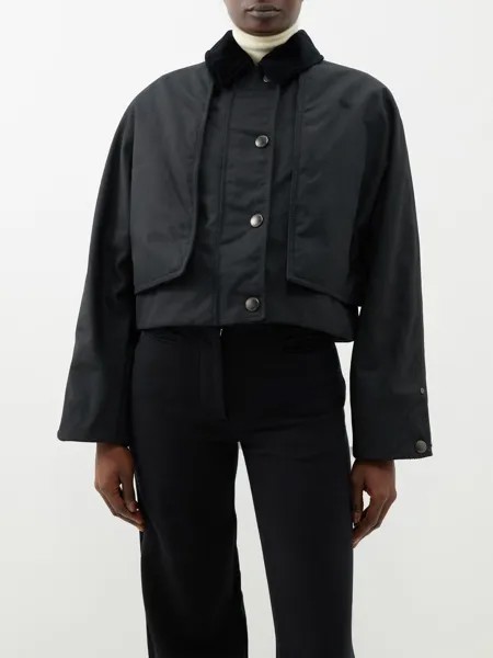 Куртка из вощеного хлопка с накладными рукавами Burberry, черный