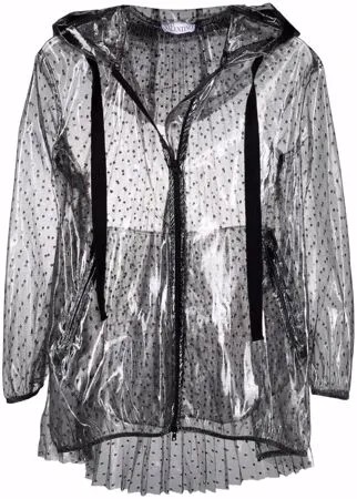 RED Valentino куртка из тюля пуэн-деспри с капюшоном
