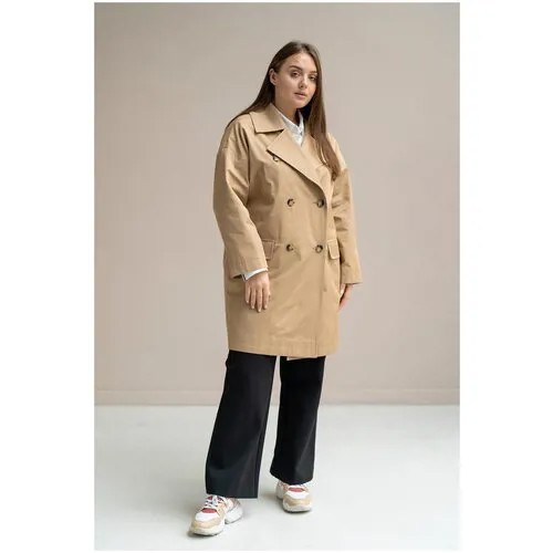 Тренчкот Modress, демисезонный, ветрозащитный, размер 56, бежевый
