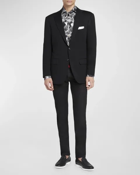 Мужской шерстяной пиджак из джерси Kiton, цвет Black