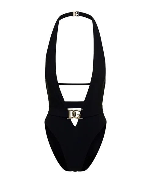 Цельный купальник с глубоким V образным вырезом Dolce & Gabbana, черный