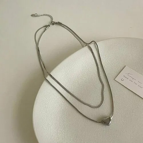 Колье, длина 40 см, серебряный