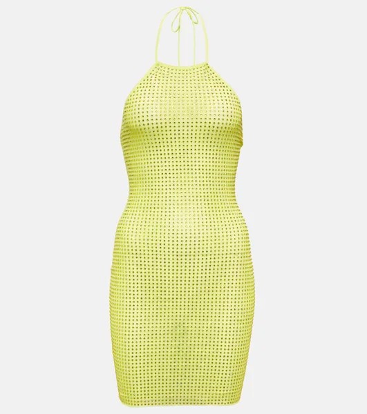 Мини-платье с кристаллами SELF-PORTRAIT, зеленый