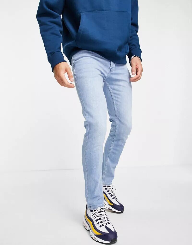Голубые джинсы скинни скинни Topman