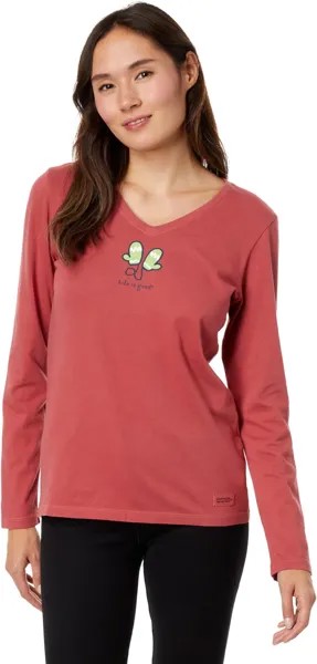 Футболка Life is Good Mittens Long Sleeve CrusherVee, цвет Faded Red