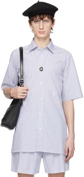 Сине-белая рубашка с необработанными краями Maison Margiela