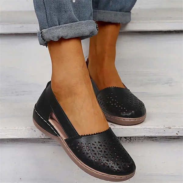 Высокое качество Лето Полая плоская обувь Женщины Плоские туфли Сандалии Дуг Обувь Рабочая обувь Лоферы