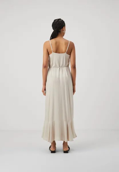 Платье макси Pcnya Slip Button Dress Pieces, серебристо-серое