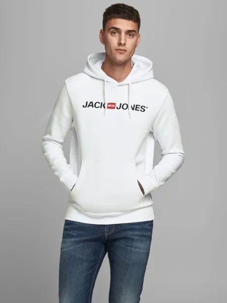 Толстовка Jack & Jones Corp Sweat Hood Kapuzen Jumper Reg Fit, белый