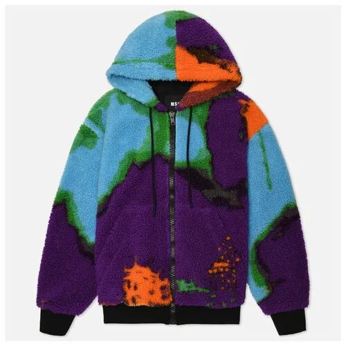 Женская флисовая куртка MSGM Abstract Print Sherpa Hooded фиолетовый, Размер 36