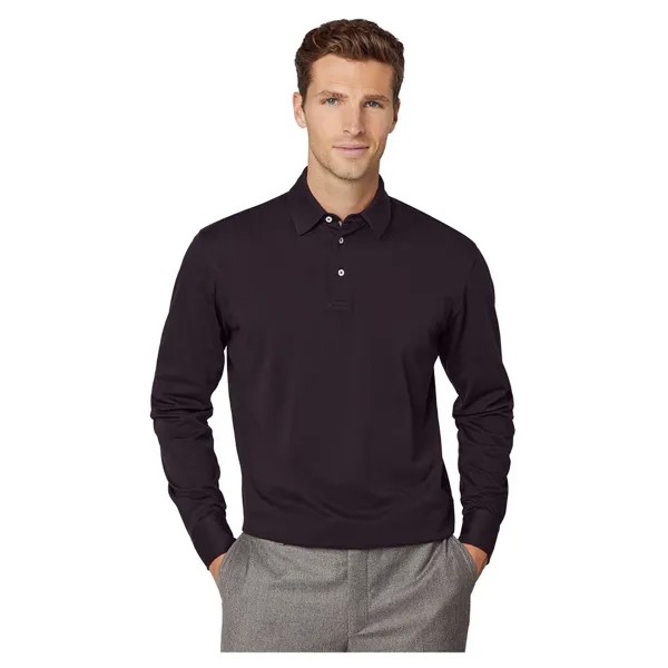 Поло с длинным рукавом Hackett Fashioned Collar, черный