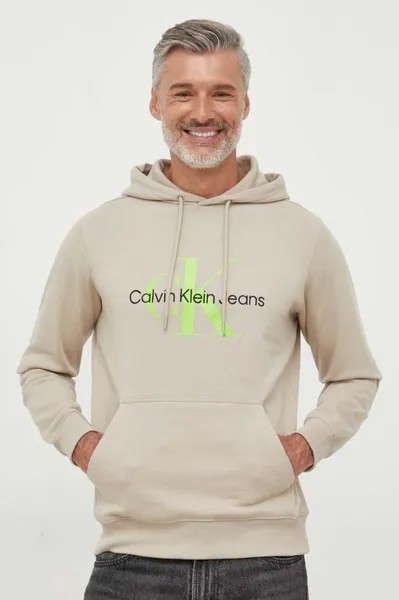 Хлопковая толстовка Calvin Klein Jeans, бежевый