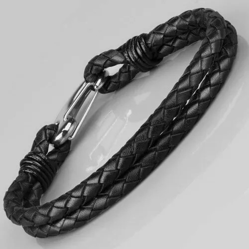 Плетеный браслет Everiot, размер 22 см, черный