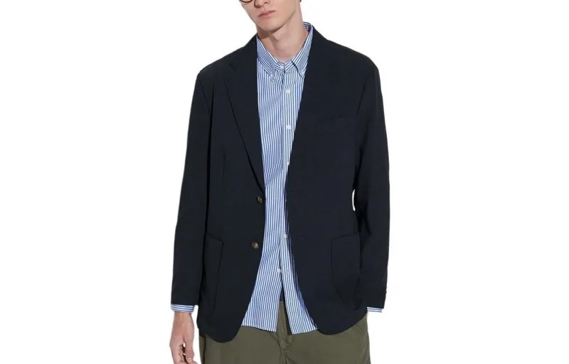 Деловой костюм мужской темно-синий Uniqlo, темно-синий
