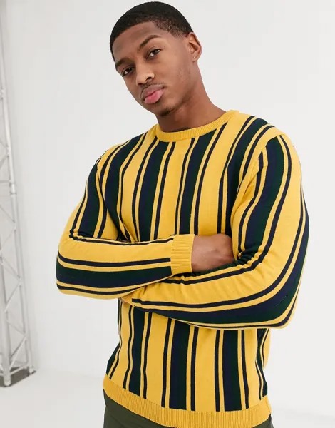Обтягивающий джемпер горчичного цвета в вертикальную полоску ASOS DESIGN-Мульти