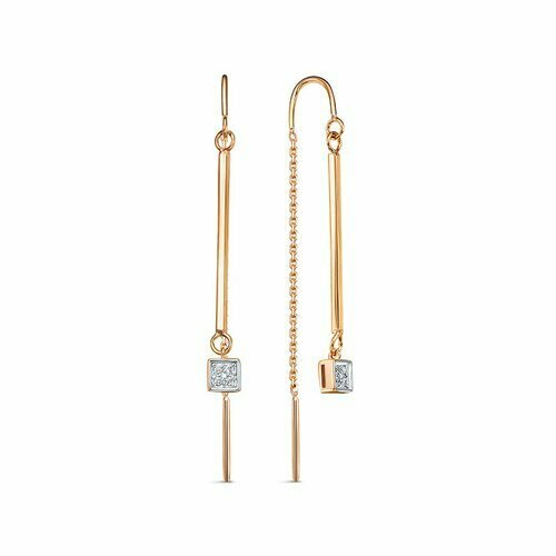 Серьги цепочки Diamant online, золото, 585 проба, фианит, бесцветный