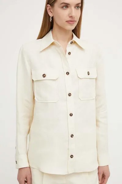 Льняная рубашка Weekend Max Mara, бежевый