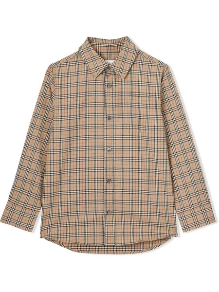 Burberry Kids клетчатая рубашка с длинными рукавами