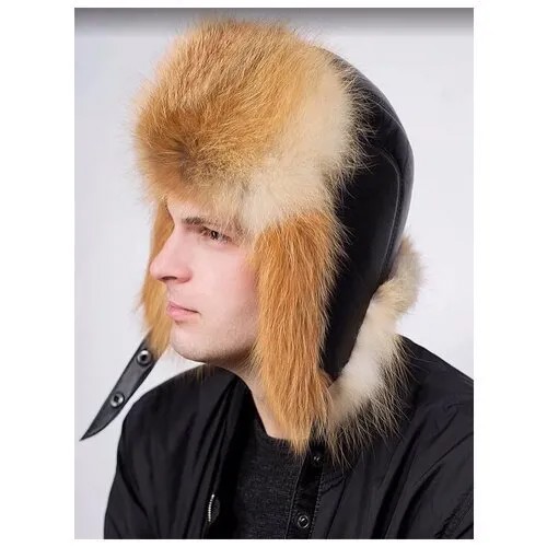 Шапка NORD с маской, на коже, натуральный мех Лисы