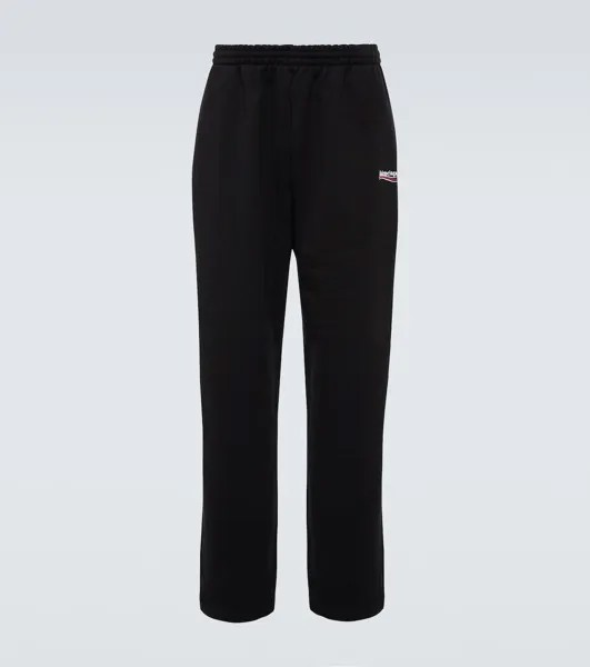 Хлопковые спортивные штаны с принтом «Политическая кампания» Balenciaga, черный