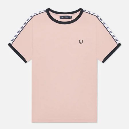 Женская футболка Fred Perry Boxy Taped Ringer, цвет розовый, размер XXS