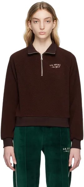 Коричневый свитер с молнией до половины Sporty & Rich