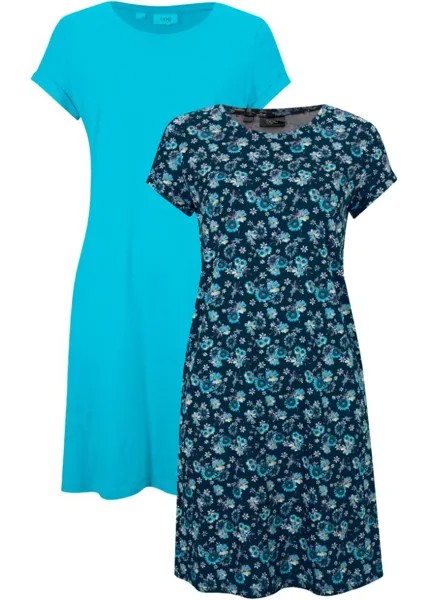 Платье-рубашка с разрезами по бокам (2 шт в упаковке) Bpc Bonprix Collection, синий