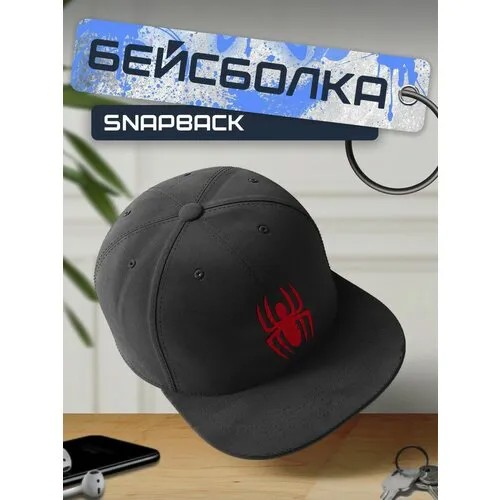 Бейсболка, кепка черная с красным принтом насекомые - 200