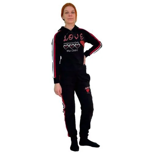Женский весенний спортивный трикотажный костюм демисезонный: худи и спортивные штаны, размер L