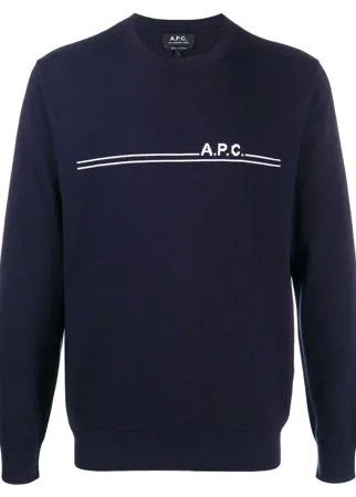 A.P.C. джемпер с круглым вырезом и логотипом