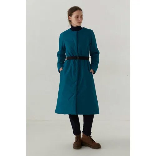 Пальто  УСТА К УСТАМ демисезонное, силуэт трапеция, удлиненное, размер 48, синий