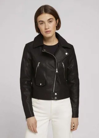 Кожаная куртка женская TOM TAILOR 1024948 черная XS
