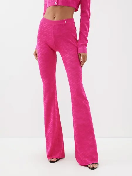 Расклешенные брюки жаккардового трикотажа с логотипом Versace, розовый