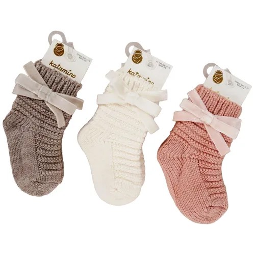 Комплект вязаных носков для новорожденного, 3пары