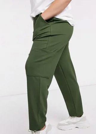 Трикотажные брюки галифе в стиле милитари с карманами ASOS DESIGN Curve-Зеленый