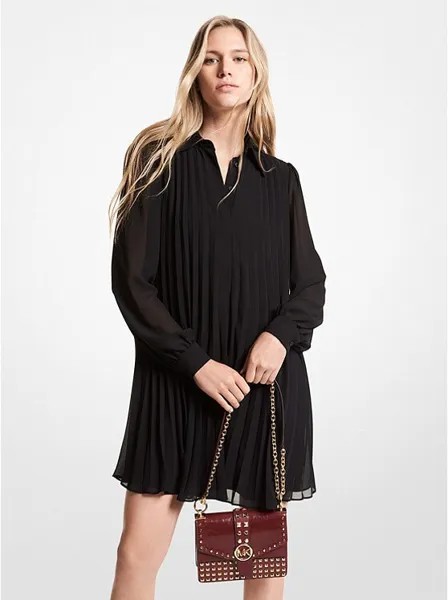 Платье-рубашка Michael Michael Kors Georgette Pleated, черный