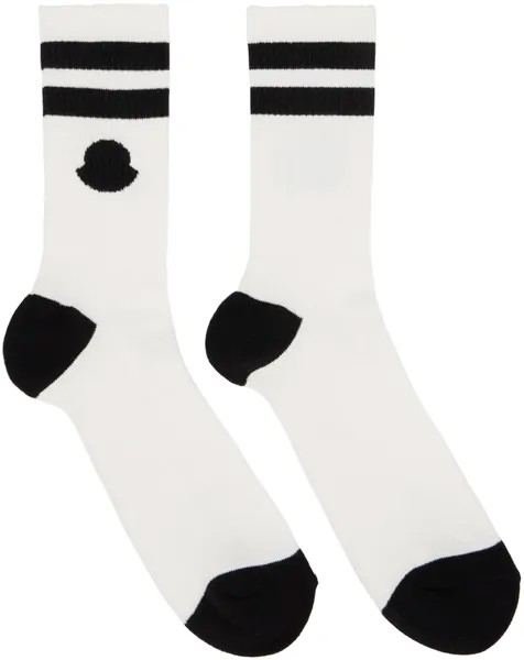 Бело-черные носки в полоску Moncler