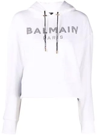 Balmain укороченное худи с логотипом