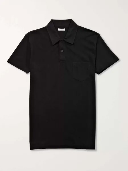 Рубашка поло Riviera Slim-Fit из хлопка и сетки SUNSPEL, черный