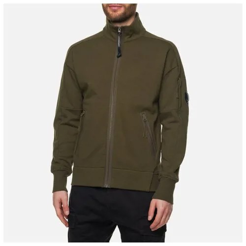 Мужская толстовка C.P. Company Full Zipped Diagonal Raised Fleece оливковый, Размер XXL