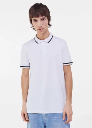Белая футболка-поло Bershka-Белый