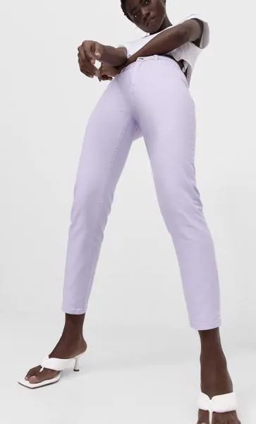 Stradivarius Джинсы Mom Fit Облегающего Кроя Сиреневый 36