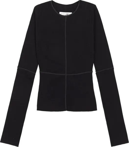 Футболка MM6 Maison Margiela Rib Jersey Long-Sleeve  'Black', черный